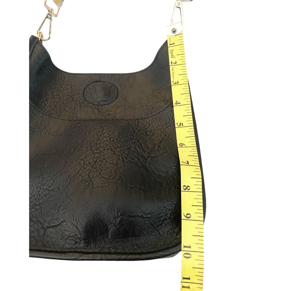 AhDorned Black Vegan Messenger Crossbody Yellow Geometric Guitar Style Strap - Picture 11 of 12